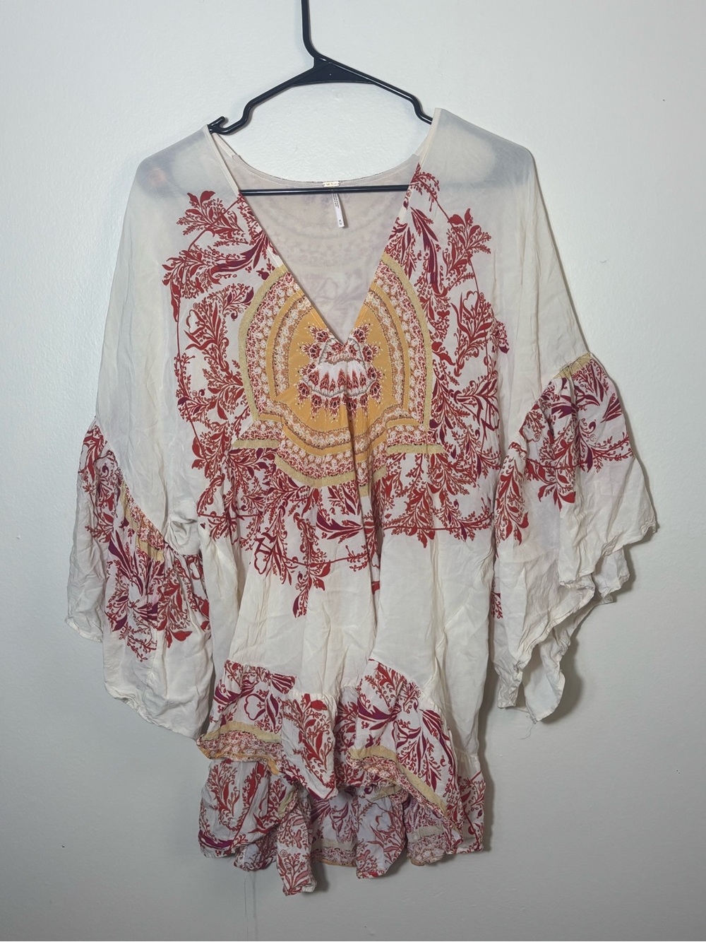 Women’s FREE PEOPLE Sunset Dream Boho Tunic Top Shirt Bell Sleeves Size M